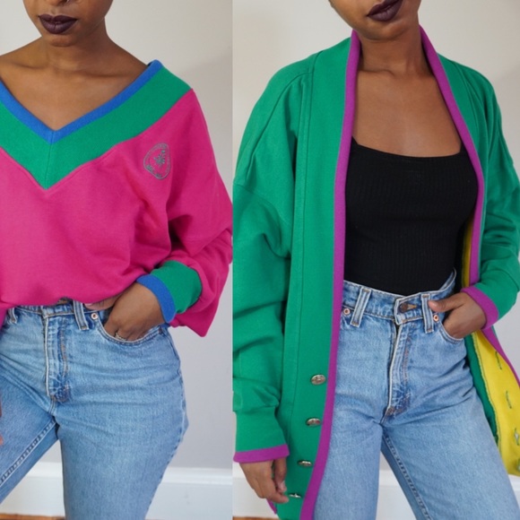 Vintage Sweaters - Vintage Rainbow Hugo Boss Oversize Bright Sweaters